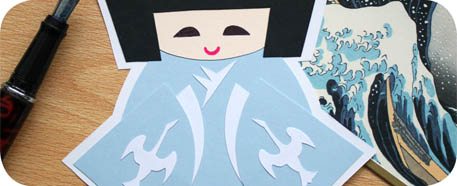 Kokeshi & héron
