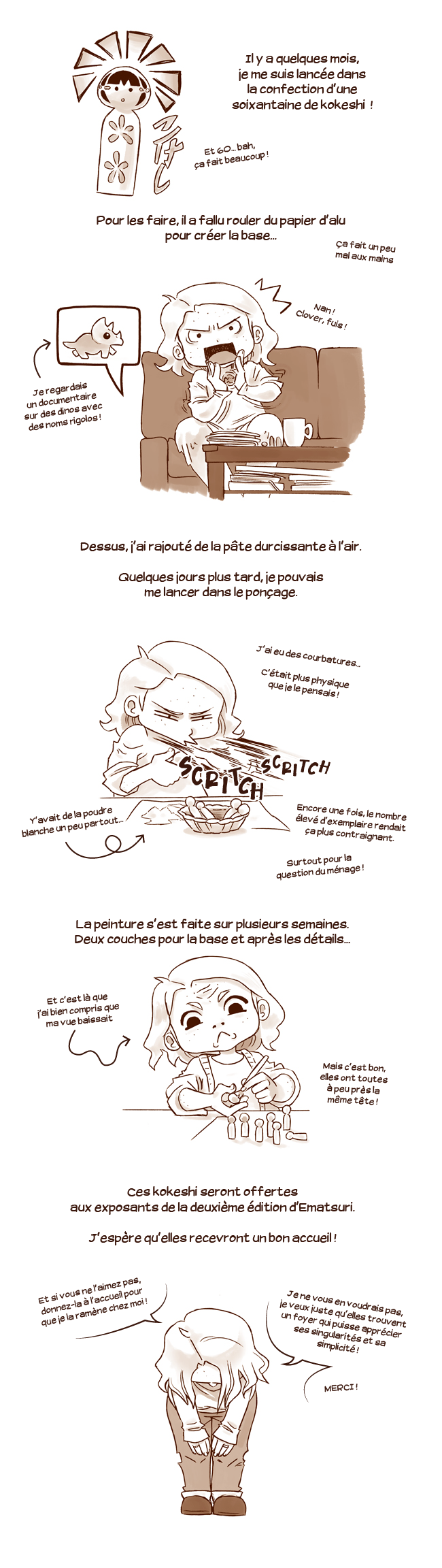 fabrication de kokeshi